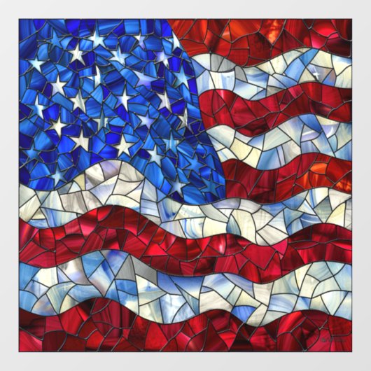 American Flag Glas in lood Window Cling Raamsticker (Vel)