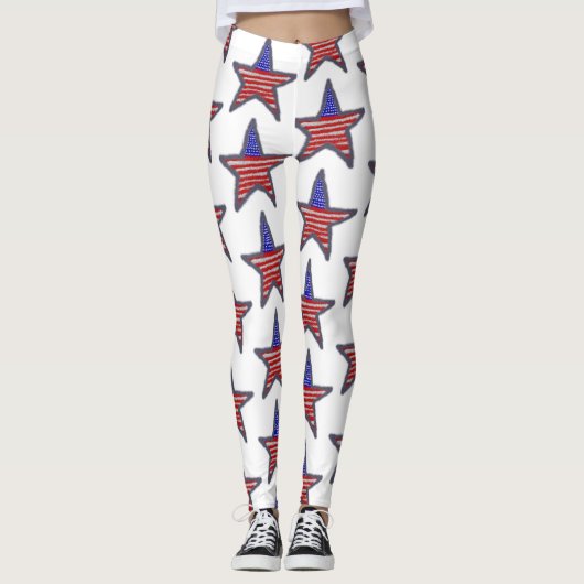 American Flag glitter star Leggings (Voorkant)