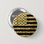 American Flag Gold Foil Effect Black Ronde Button 5,7 Cm (Voorkant /achterkant)