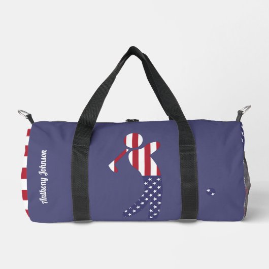 American Flag Golf Speler - Gepersonaliseerd Blauw Plunjezak (Voorkant)