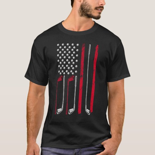 American Flag Golfing Patriotic Golf  4th Of July T-shirt (Voorkant)