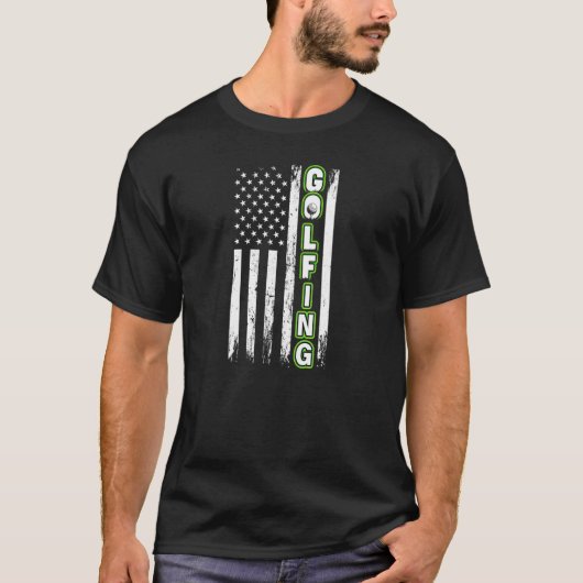 American Flag Golfing Vintage Fun Golf T-shirt (Voorkant)