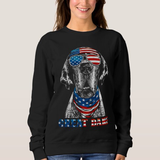American Flag Great Dane 4th of July Patriotic Dog Trui (Voorkant)