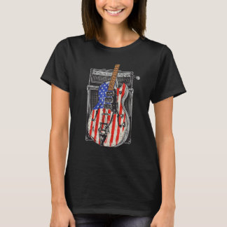 American Flag Guitar 4th of July Guitarist USA Cou T-shirt