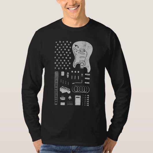 American Flag Guitar 4th of July Guitarist USA Cou T-shirt (Voorkant)