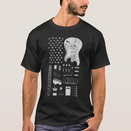 American Flag Guitar 4th of July Guitarist USA Cou T-shirt (Voorkant)