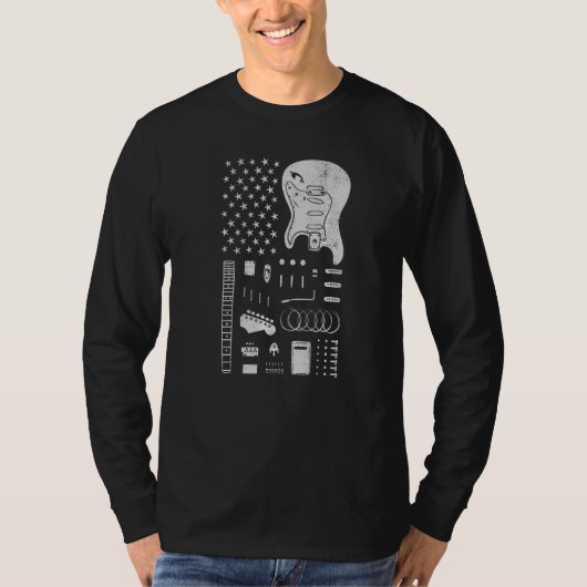 American Flag Guitar 4th of July Guitarist USA Cou T-shirt (Voorkant)