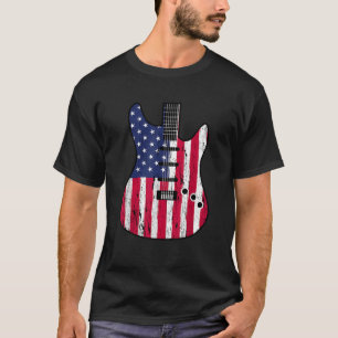 American Flag Guitar Funny USA Gitarist 4e van Ju T-shirt