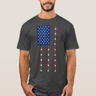 American Flag Guitar Music Funny 4 juli G T-shirt