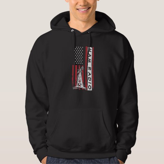 American Flag Ham Radio Amateur Radio Operator Hoodie (Voorkant)