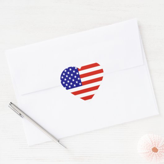 AMERICAN FLAG HART STICKER (Envelop)