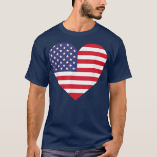 American Flag Heart 4 juli USA Love Patriotic T-shirt