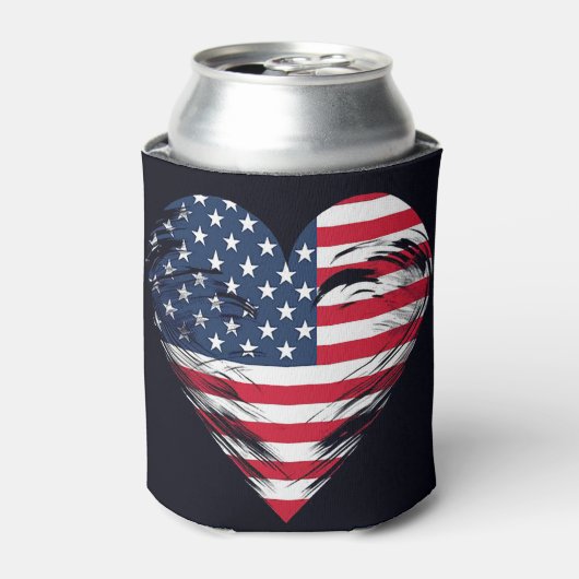 American Flag Heart Blikjeskoeler (Blikje Voorkant)