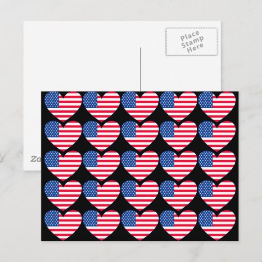 American Flag Heart Briefkaart (Voorkant / Achterkant)