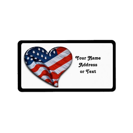 American Flag Heart Etiket (Voorkant)