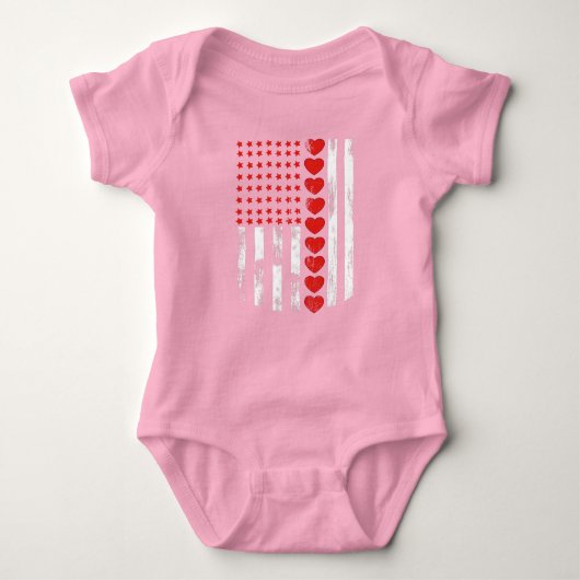  American Flag Heart Familie Matching Outfit Romper (Voorkant)