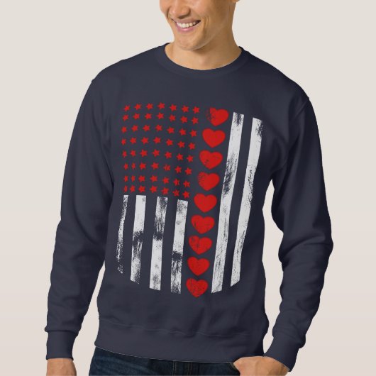  American Flag Heart Familie Matching Outfit Trui (Voorkant)