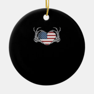 American Flag Heart Fitted Keramisch Ornament