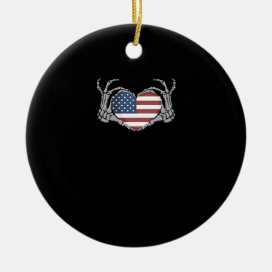 American Flag Heart Fitted Keramisch Ornament (Voorkant)