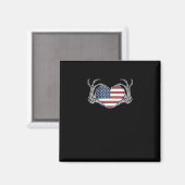 American Flag Heart Fitted Magneet (Voorkant / Achterkant)