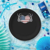 American Flag Heart Fitted Papieren Bordje (Feest)