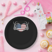 American Flag Heart Fitted Papieren Bordje (Feest)