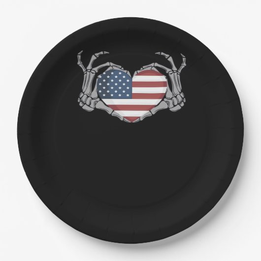 American Flag Heart Fitted Papieren Bordje (Voorkant)