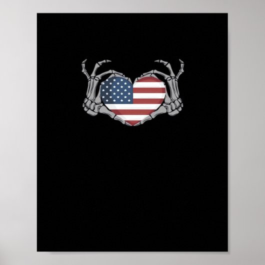 American Flag Heart Fitted Poster (Voorkant)