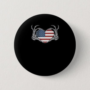 American Flag Heart Fitted Ronde Button 5,7 Cm