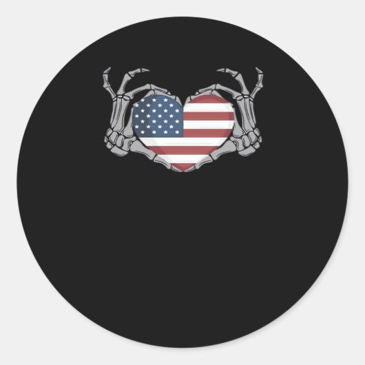 American Flag Heart Fitted Ronde Sticker (Voorkant)
