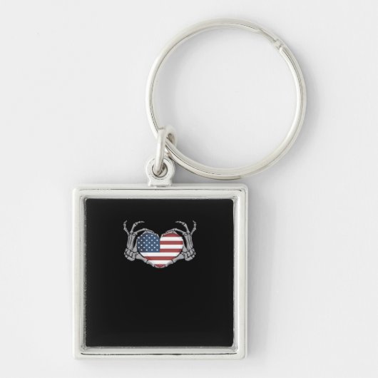 American Flag Heart Fitted Sleutelhanger (Voorkant)