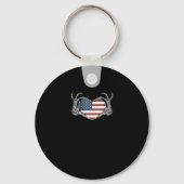 American Flag Heart Fitted Sleutelhanger (Voorkant)