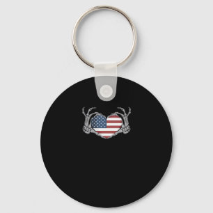 American Flag Heart Fitted Sleutelhanger