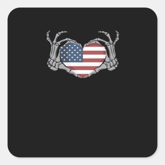 American Flag Heart Fitted Vierkante Sticker (Voorkant)