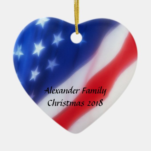 American Flag Heart Gepersonaliseerd Ornament (Voorkant)