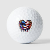 American Flag Heart Golfballen (Voorkant)