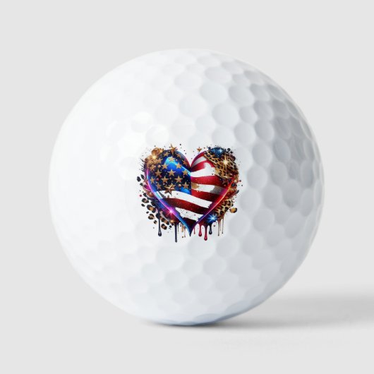 American Flag Heart Golfballen (Voorkant)