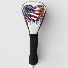 American Flag Heart Golfheadcover