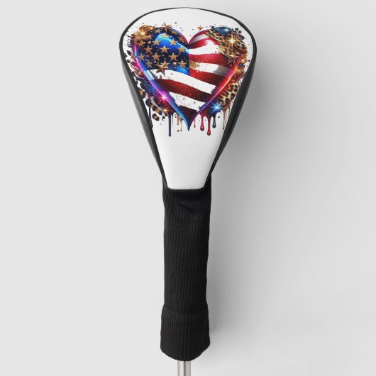 American Flag Heart Golfheadcover (Voorkant)