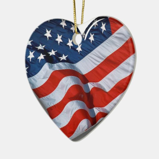 American Flag Heart Keramisch Ornament (Links)