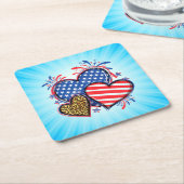 American Flag Heart Leopard Sublimation-64210 Kartonnen Onderzetters (Schuin)