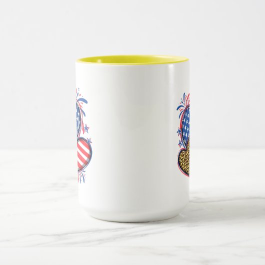 American Flag Heart Leopard Sublimation-64210 Mok (Midden)