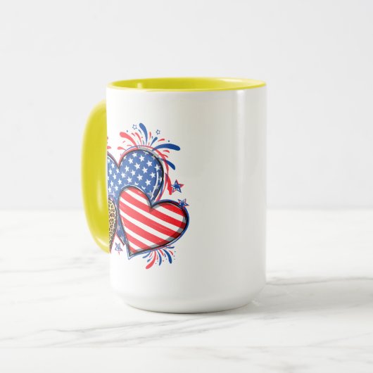 American Flag Heart Leopard Sublimation-64210 Mok (Voorkant links)