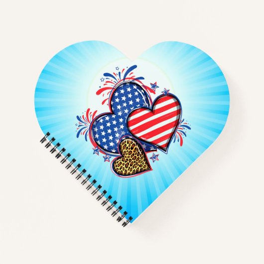 American Flag Heart Leopard Sublimation-64210 Notitieboek (Voorkant)