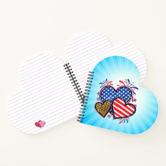 American Flag Heart Leopard Sublimation-64210 Notitieboek (Binnen)