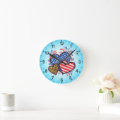 American Flag Heart Leopard Sublimation-64210 Ronde Klok (Huis)