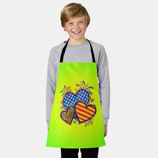 American Flag Heart Leopard Sublimation-64210 Schort (Gedragen)