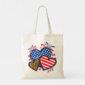 American Flag Heart Leopard Sublimation-64210 Tote Bag (Achterkant)
