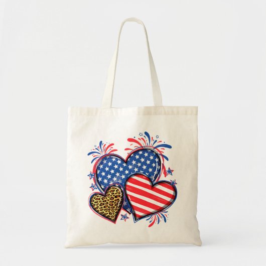 American Flag Heart Leopard Sublimation-64210 Tote Bag (Voorkant)