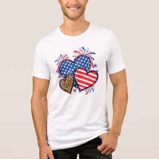 American Flag Heart Leopard Sublimation-64210 Tri-Blend Shirt (Voorkant)